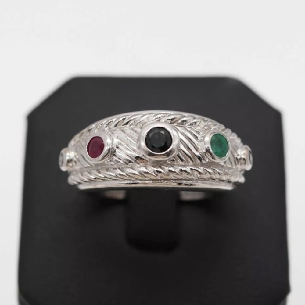 Judith Ripka sterling silver multi stone ring